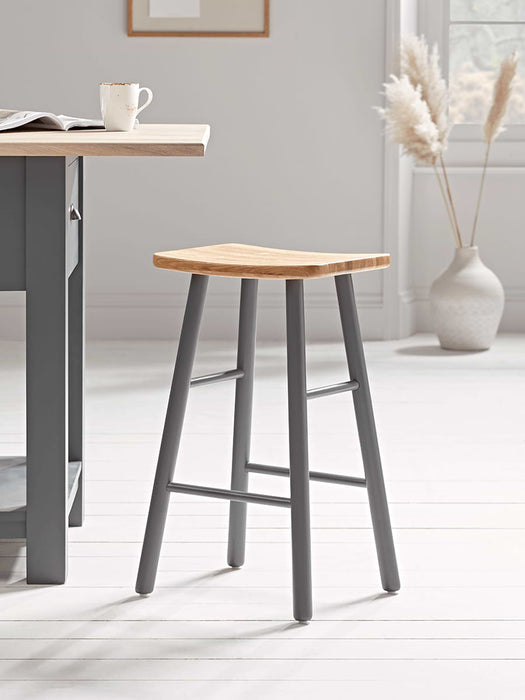 Oak Curved Topped Counter Stool - Charcoal
