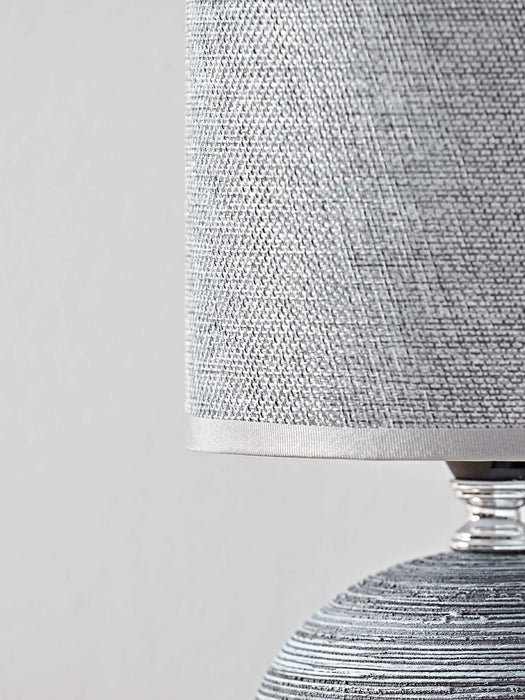 Round Textured Bedside Lamp - Soft Grey