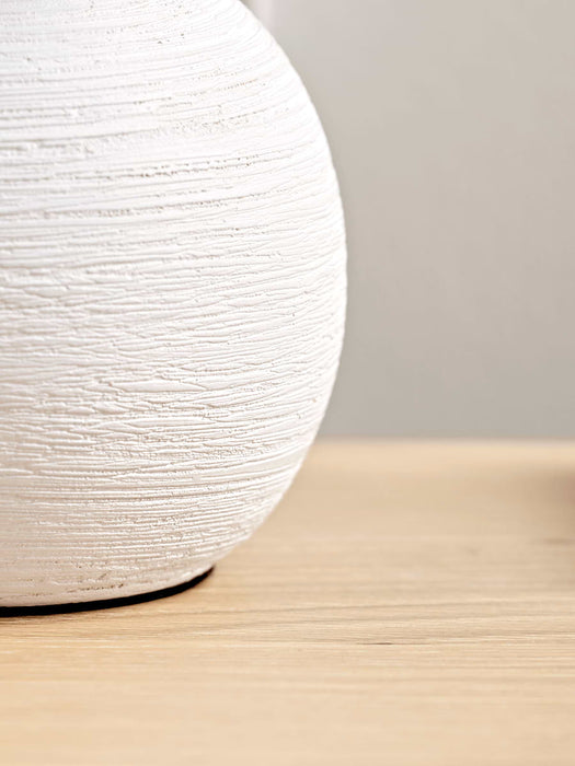 Round Textured Bedside Lamp - White
