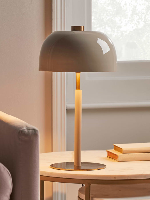 Brass & Cream Dome Table Lamp