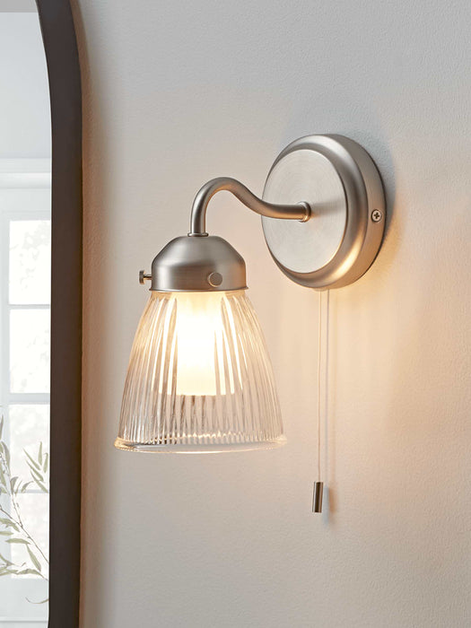 Fluted Bathroom Light - Nickel