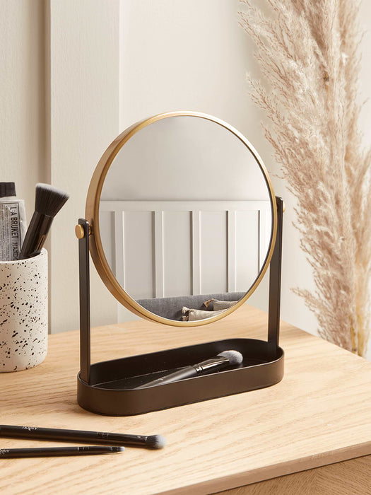 Black & Brass Table Mirror