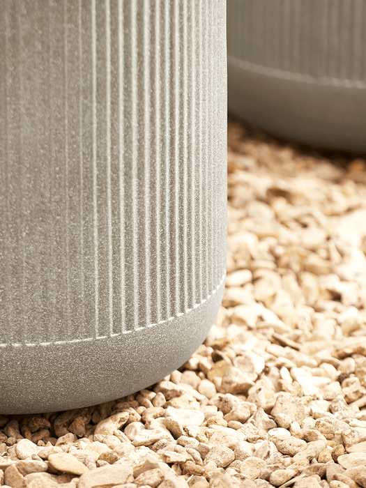 Three Striped Tall Concrete Planters - Taupe