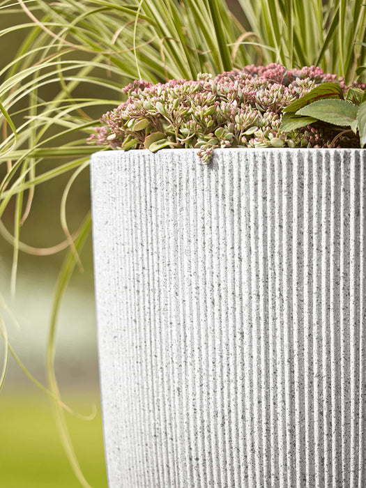 Three Fluted Plastic Curved Planters - Soft Grey