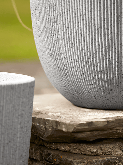 Three Fluted Plastic Curved Planters - Soft Grey
