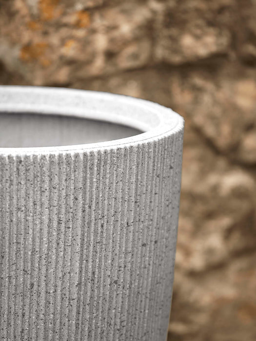 Three Fluted Plastic Curved Planters - Soft Grey