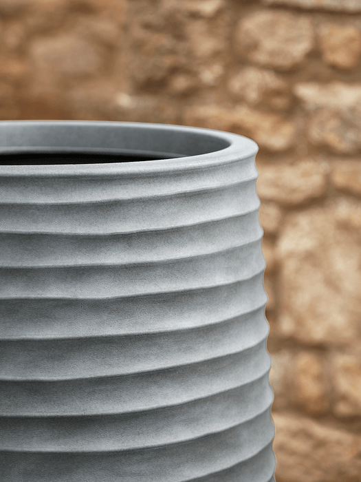 Three Ridged Plastic Tall Planters - Deep Grey