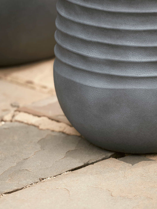 Three Ridged Plastic Tall Planters - Deep Grey
