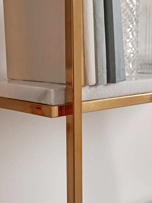 Two Gold & Marble Half Round Shelves