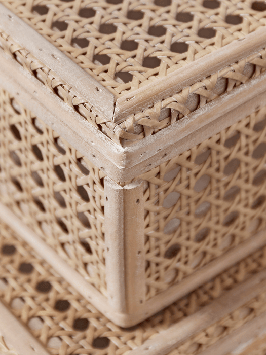 Three Rattan Storage Boxes