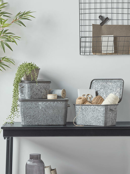 Three Zinc Storage Boxes