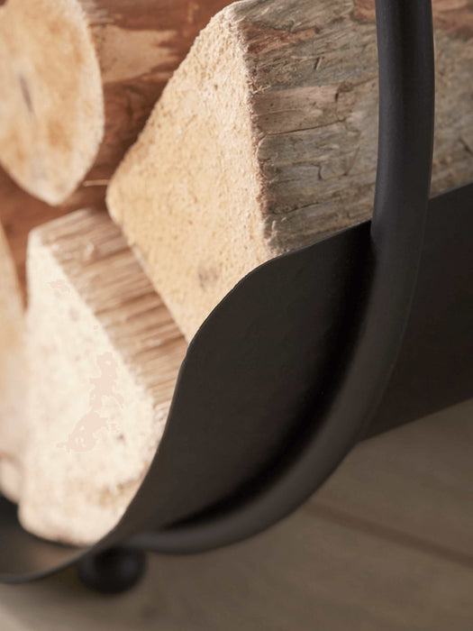 Faux Leather Handle Round Log Holder