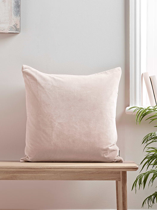 Large Velvet & Linen Cushion - Blush
