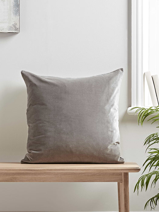 Large Velvet & Linen Cushion - Dove Grey