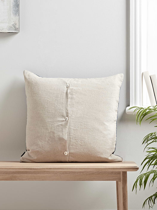 Large Velvet & Linen Cushion - Blue