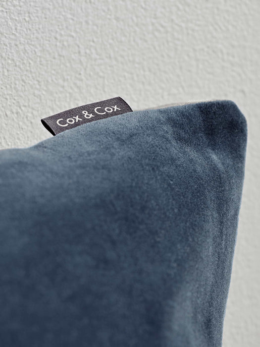 Large Velvet & Linen Cushion Cover - Blue