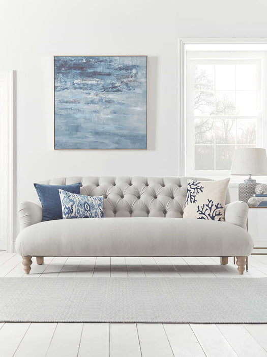 Large Velvet & Linen Cushion - Blue