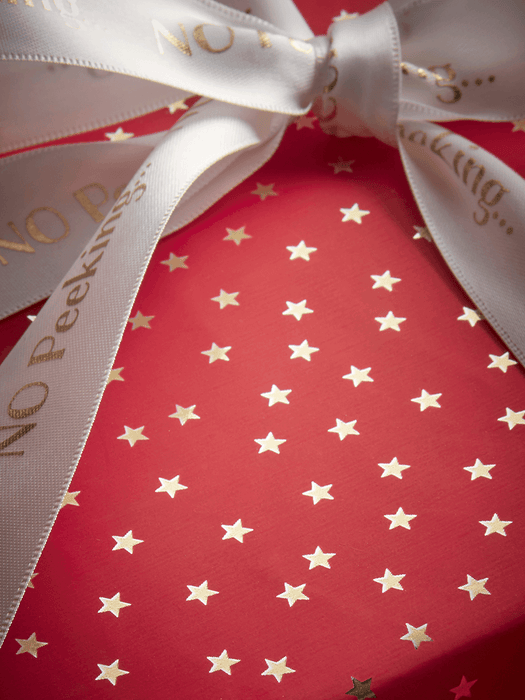 Mini Stars Wrapping Paper - Red & Gold - 10m