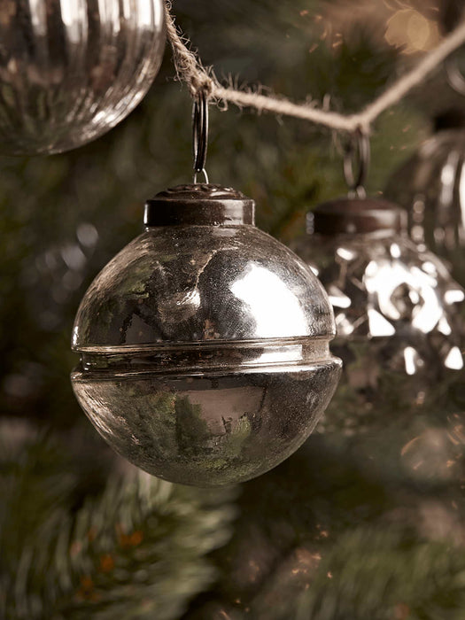 Two Vintage Mercuried Glass Bauble Garlands - Silver