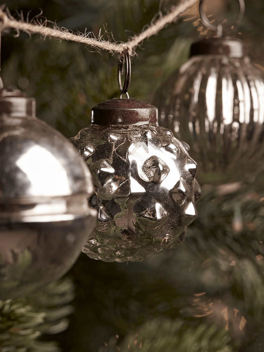 Two Vintage Mercuried Glass Bauble Garlands - Silver