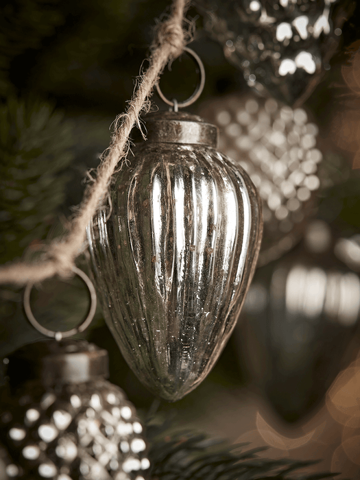 Two Vintage Mercuried Glass Bauble Garlands - Silver