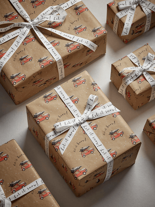 Little Christmas Cars Recycled Wrapping Paper - 10m