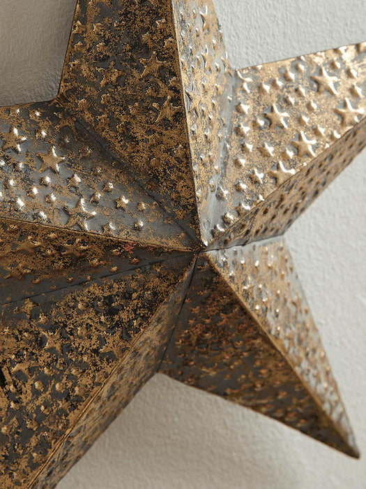 Antique Gold Textured Metal Star - Small