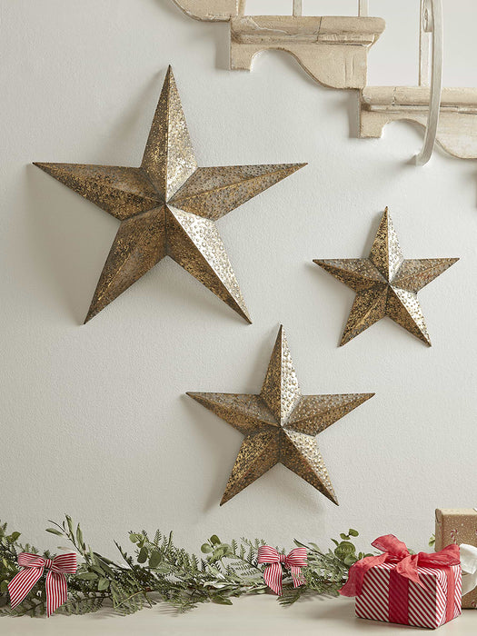 Antique Gold Textured Metal Star - Small