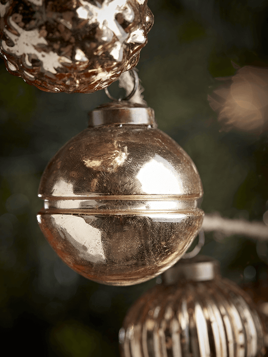 Two Vintage Mercuried Glass Bauble Garlands - Gold