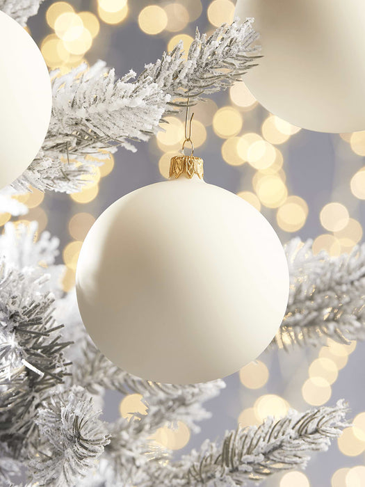 Four Large Handblown Glass Baubles - Cream