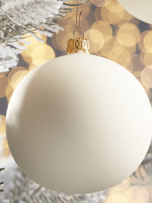 Four Large Handblown Glass Baubles - Cream