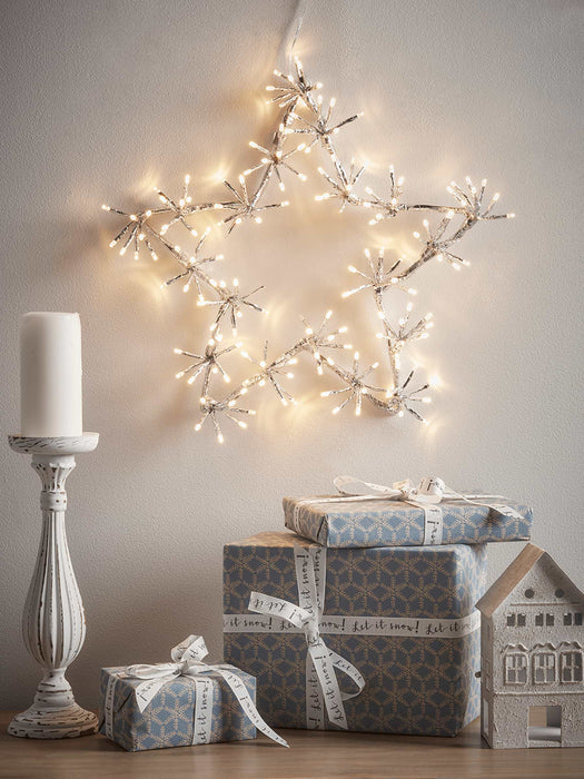 Indoor Outdoor Light Up Silver Starburst