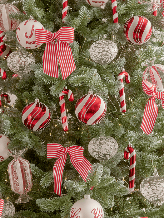 Twelve Candy Cane Shatterproof Baubles