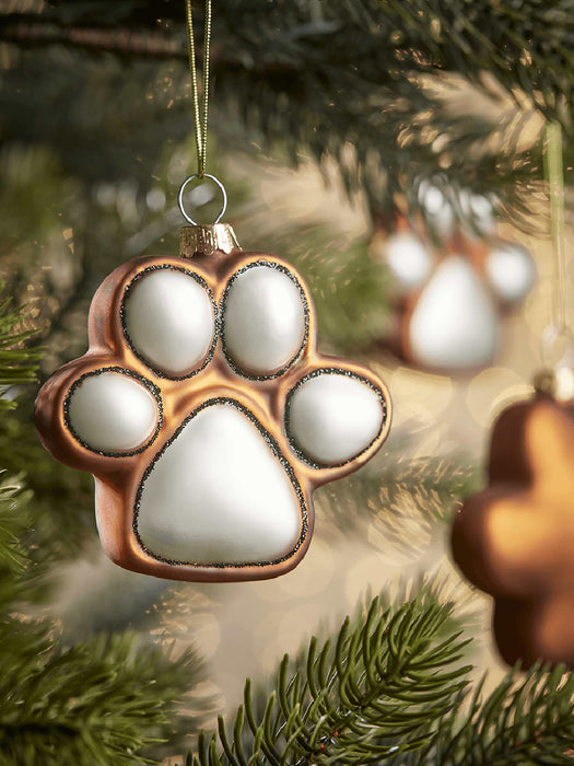 Four Glass Paw Baubles