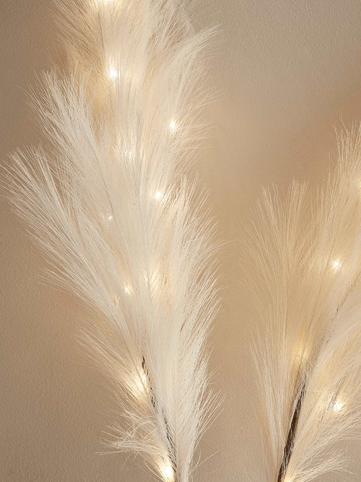 Two Lit Faux Brush Pampas - Natural Mix