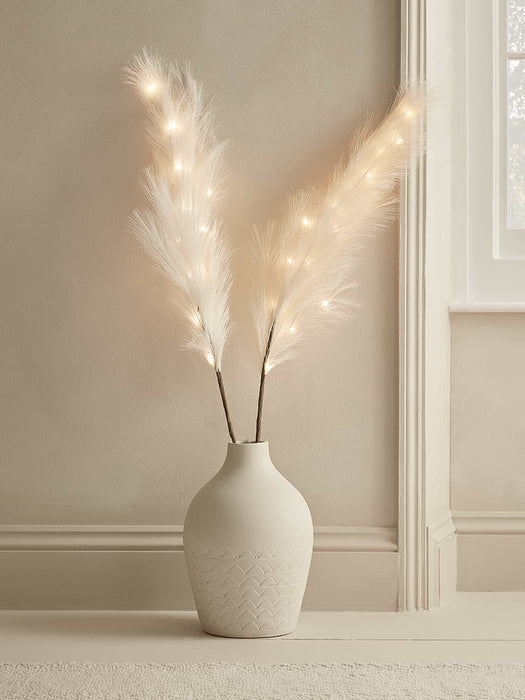 Two Lit Faux Brush Pampas - Natural Mix