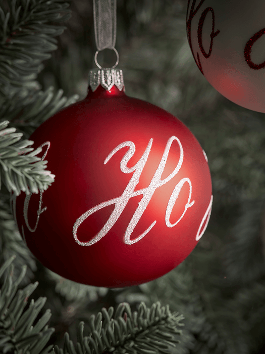 Six Ho Ho Ho Glass Baubles