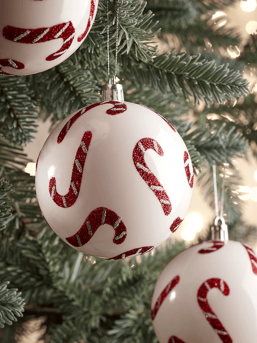 Twelve Candy Cane Shatterproof Baubles