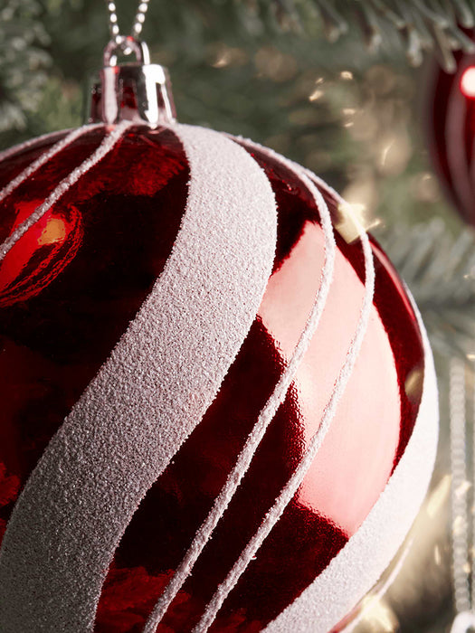 Twelve Candy Striped Shatterproof Baubles