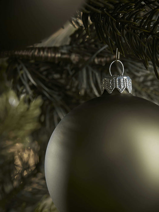 Six Medium Handblown Glass Baubles - Fern Green