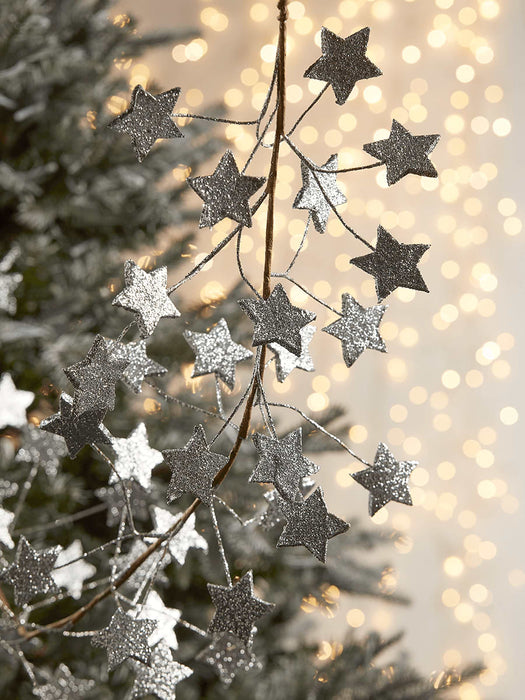 Glittered Starburst Garland - Silver