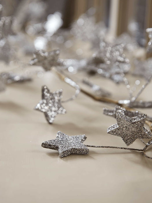 Glittered Starburst Garland - Silver