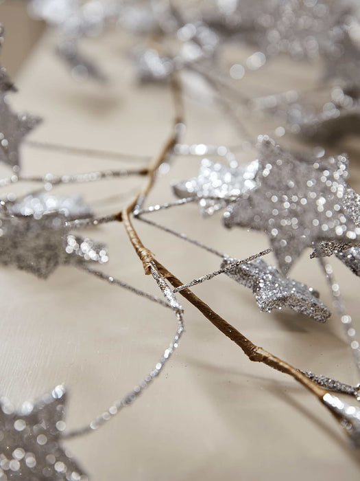 Glittered Starburst Garland - Silver