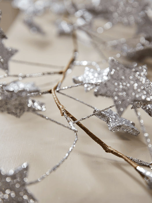 Glittered Starburst Garland - Silver