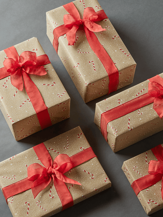 Candy Cane Recycled Wrapping Paper - 10m