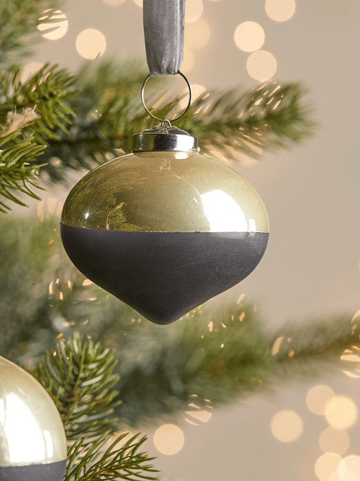Six Two Toned Glass Baubles - Gold & Black