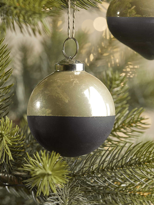 Six Two Toned Glass Baubles - Gold & Black