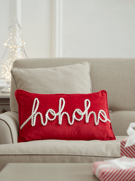 Embroidered Ho Ho Ho Cushion