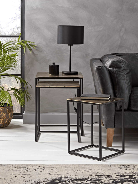 Three Gold Textured Nesting Tables - Square
