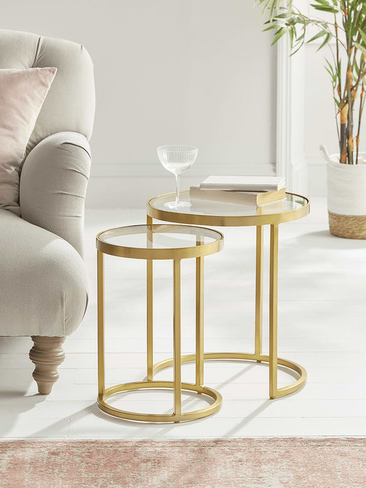 Two Glass Topped Nesting Tables